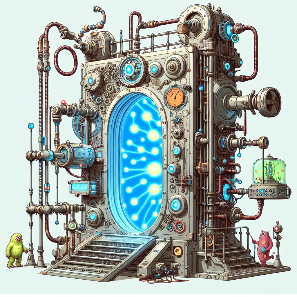 Scientific illustration related to Monsters, Inc. addressing the question: What energy powered the door teleportation tech...
