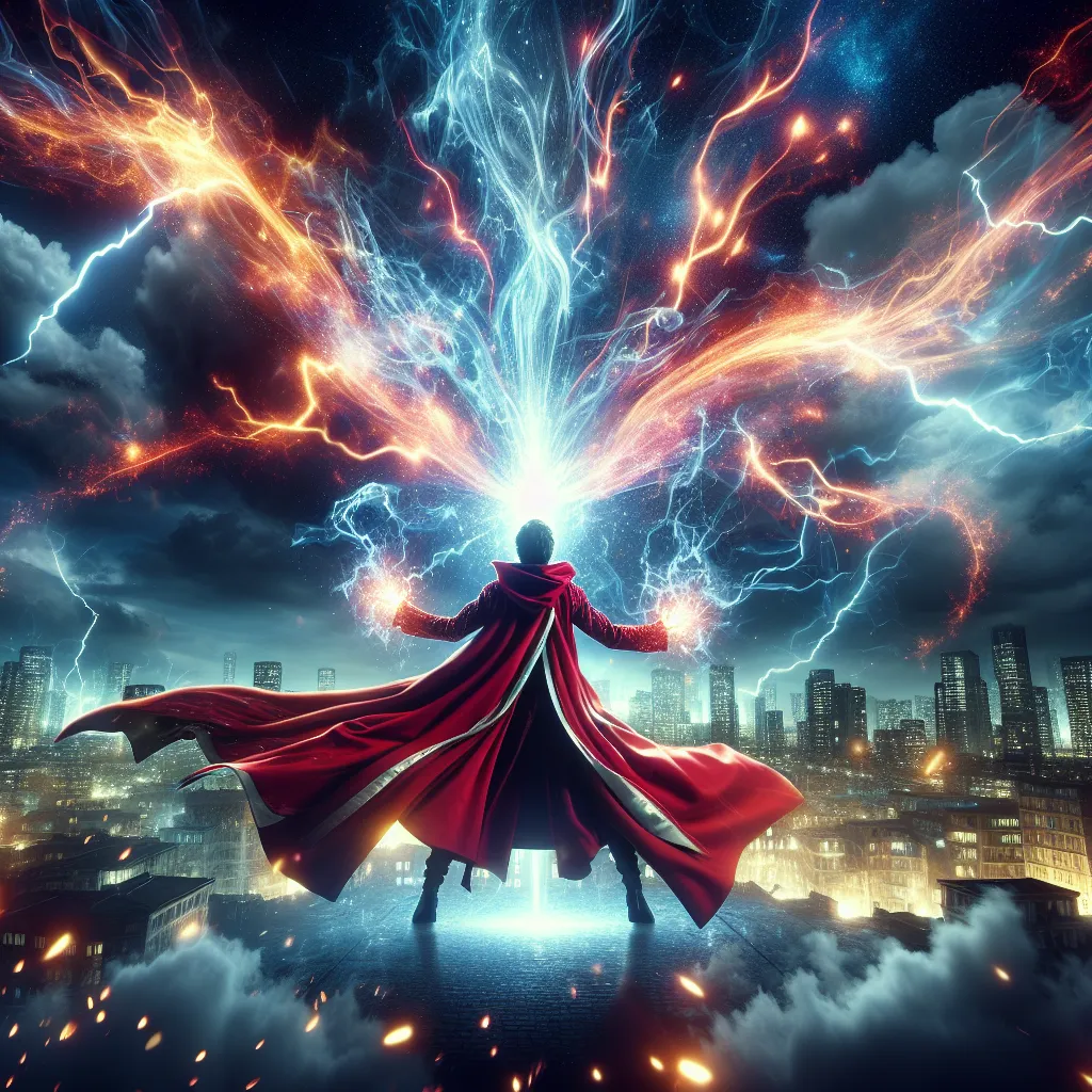 Scene illustration from the movie Shazam! addressing the question: What magical energy made Shazam’s lightning bolt glow?