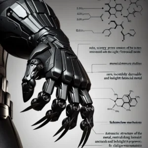 Scientific illustration related to Captain America: Civil War addressing the question: What metal reinforced Black Panther...