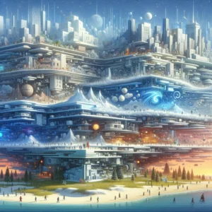 Scene illustration from the movie Inception addressing the question: How did the dream’s collapsing city visuals function?