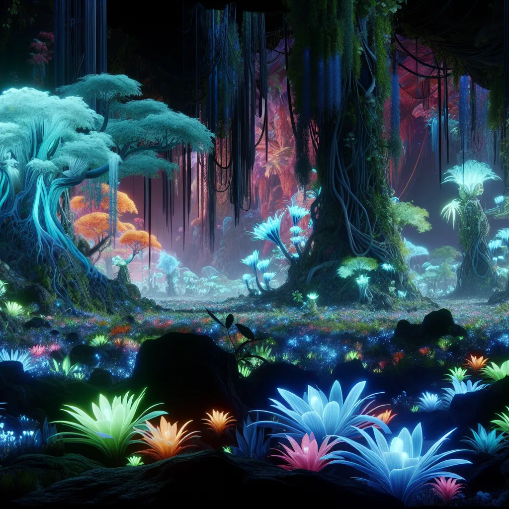 Scene illustration from the movie Avatar addressing the question: What plant inspired the Tree of Souls’ design?
