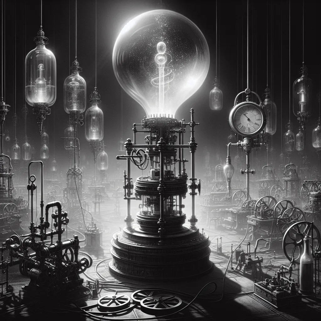 Scene illustration from the movie The Prestige addressing the question: What gas filled the bulbs in Tesla’s lab?