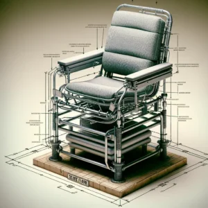 Scientific illustration related to Monsters, Inc. addressing the question: What material was Sully’s chair in the scare fl...