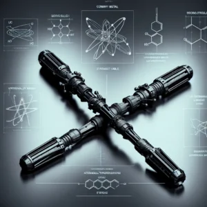 Scientific illustration related to The Avengers addressing the question: What material was Black Widow’s batons made from?